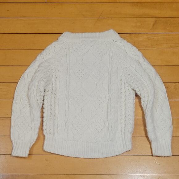 Vintage White Chunky Cable Knit Kids Sweater Size Small 4/5 Made in USA - Picture 2 of 8